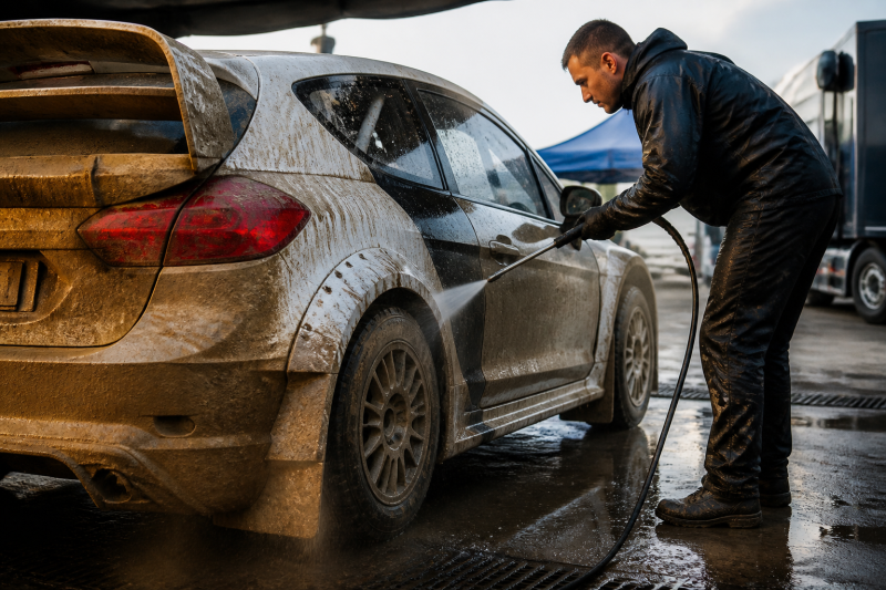 Das Auto nach der Rallye wieder richtig reinigen